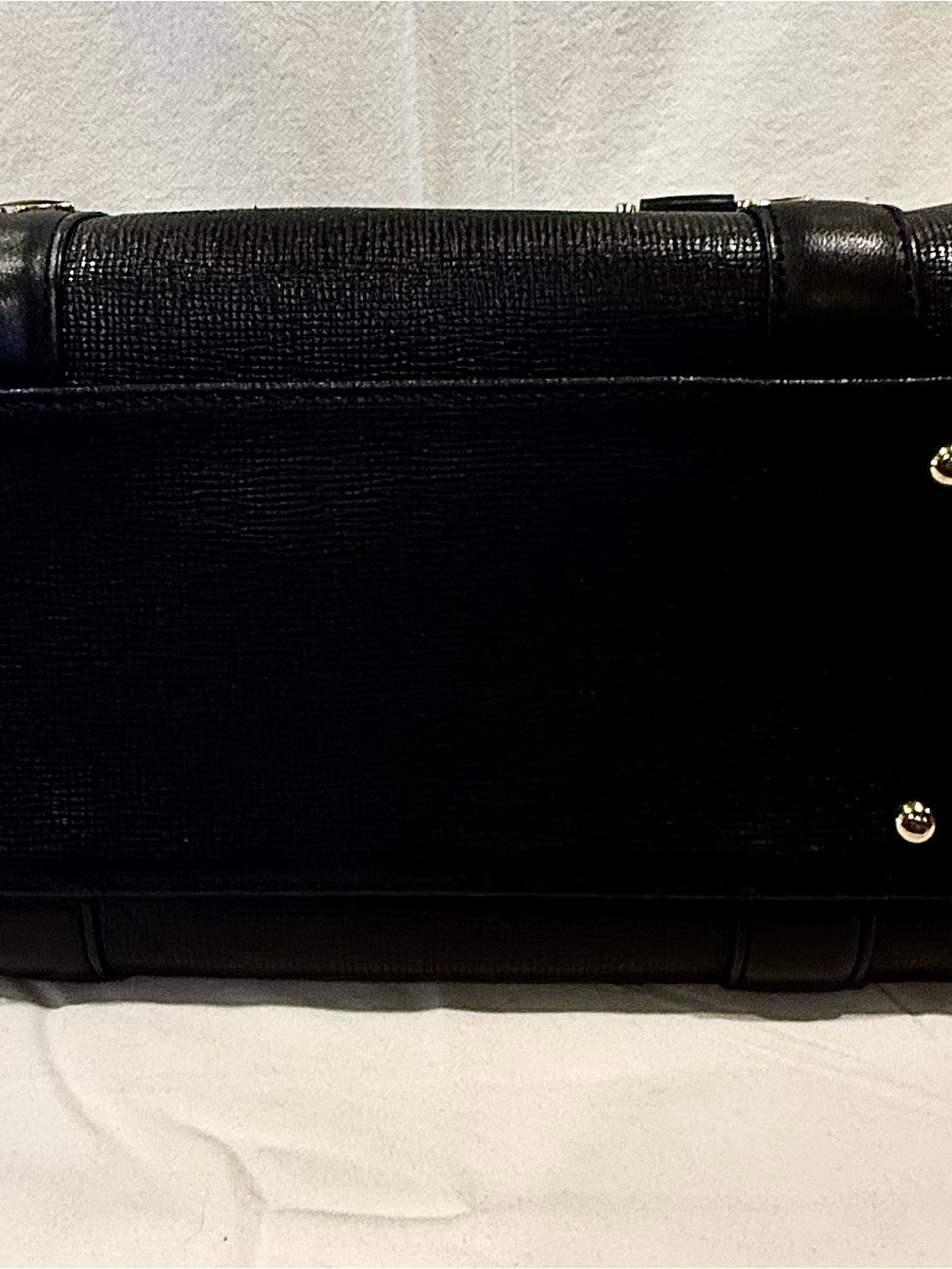 MCM Black Saffiano Textured Leather Boston Bag with Gold Hardware - Picture 8 of 10